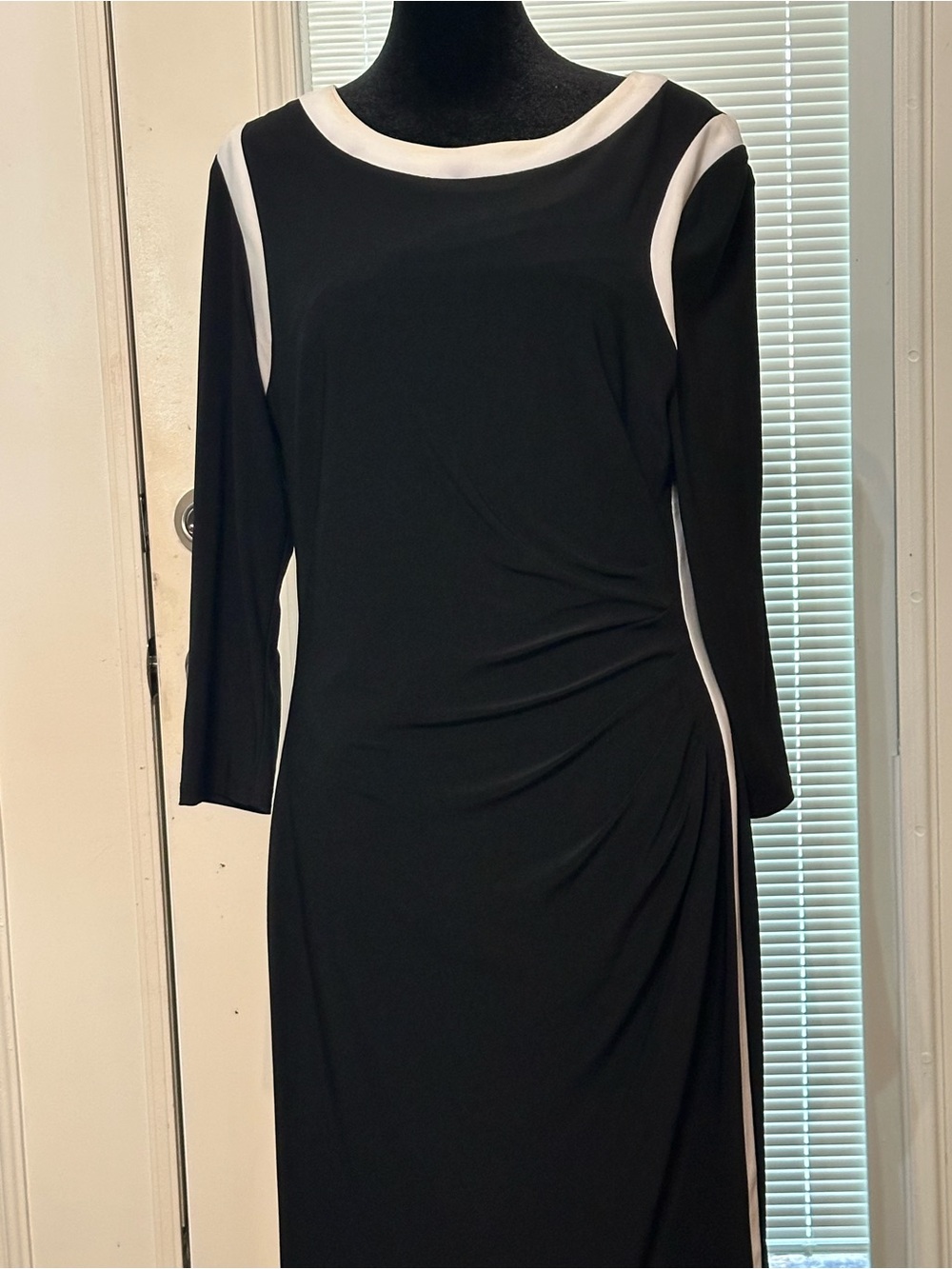 Ralph Lauren Black Dress with White Trim, Long Sleeve